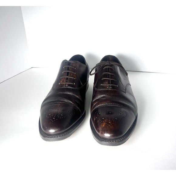 John Lobb Hartland Oxford Shoes 9 US Brown Leather Cap Toe Brogue Dress UK Made - Picture 4 of 16